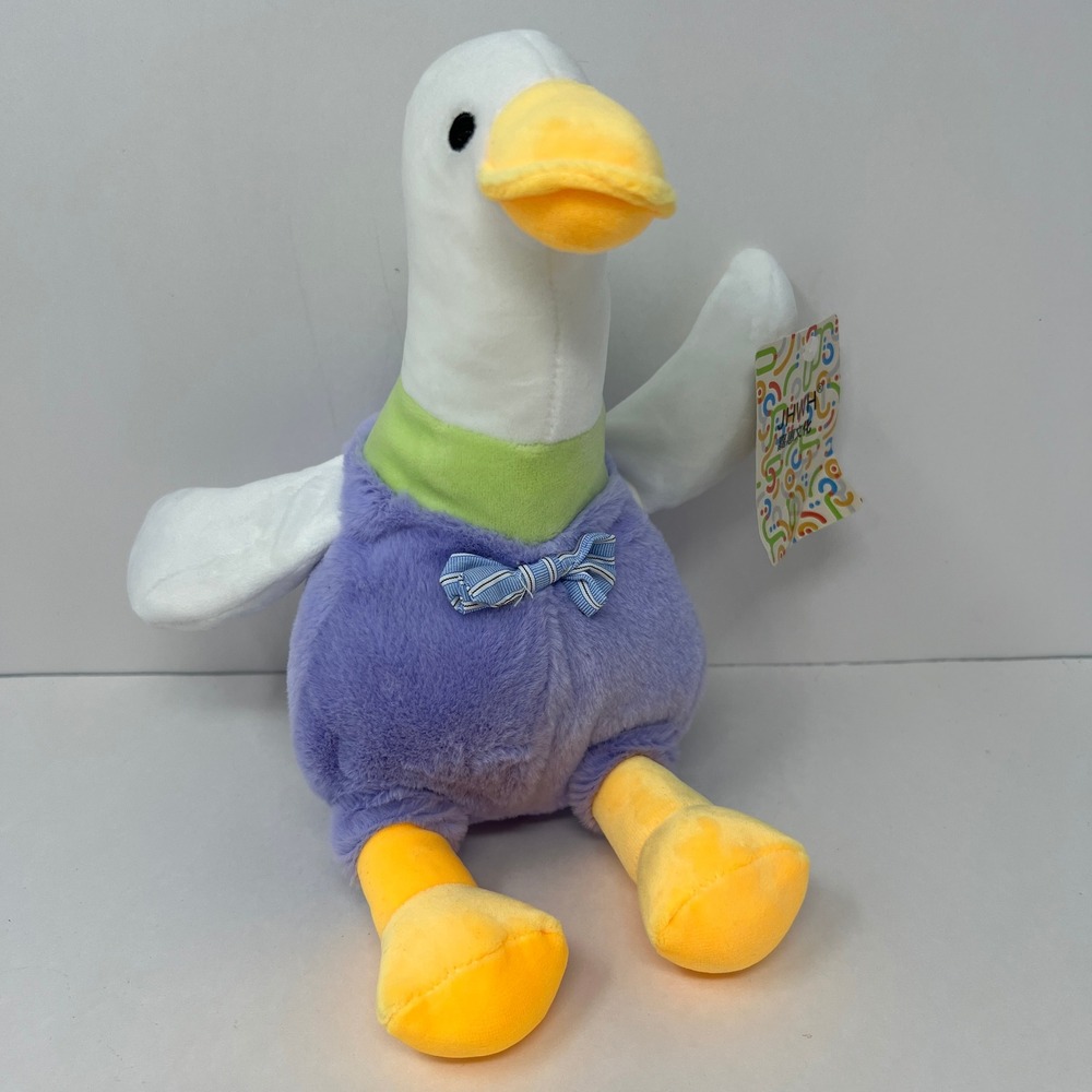JHWH Plush Duck Goose 9" Pastel Purple White Soft Cute Stuffed Animal